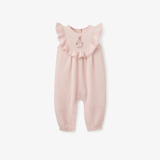 Pink Jumpsuit w/ Crochet Trim
