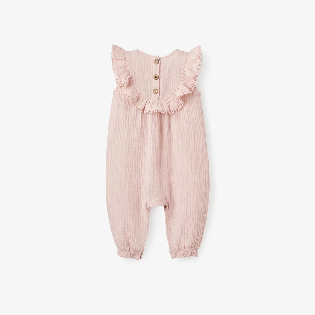 Pink Jumpsuit w/ Crochet Trim