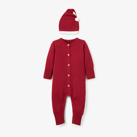Red Santa Baby Jumpsuit with Hat