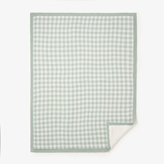Load image into Gallery viewer, Sage Gingham Fur Back Blanket
