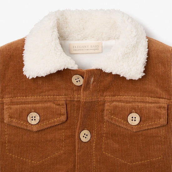 Load image into Gallery viewer, Rust Corduroy Jacket With Sherpa Trim
