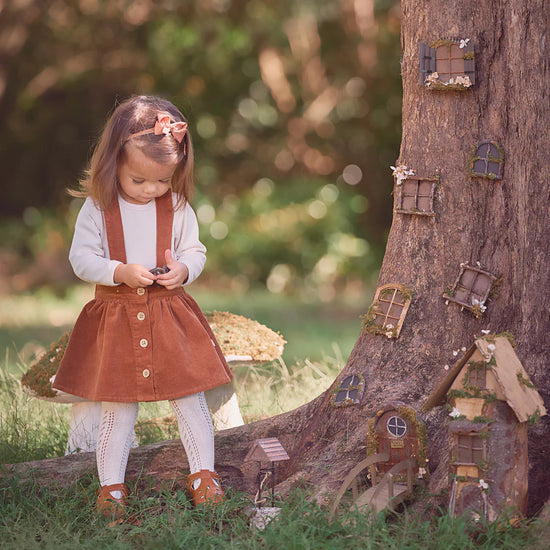 Corduroy Rust Overall Skirt & Bodysuit Set