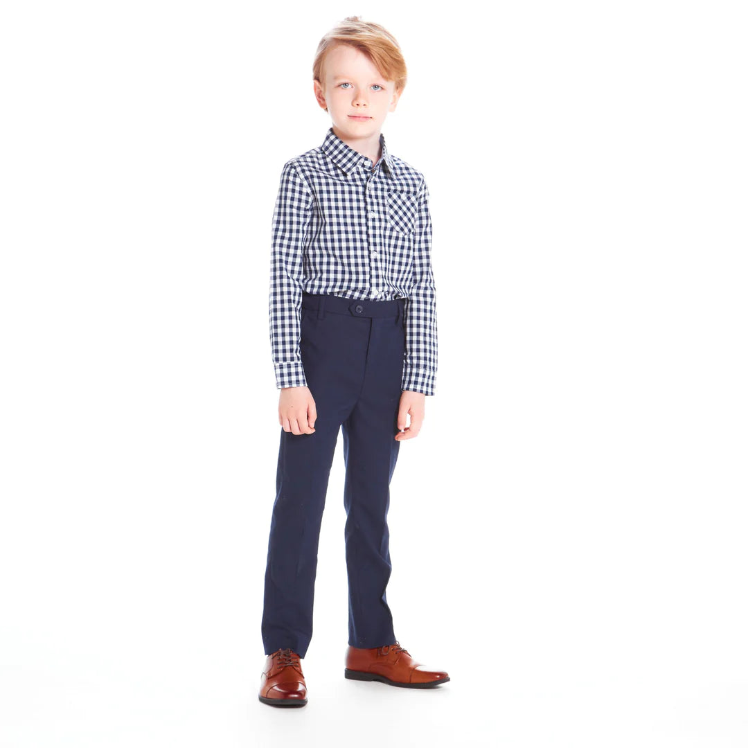 Navy Check Button Down