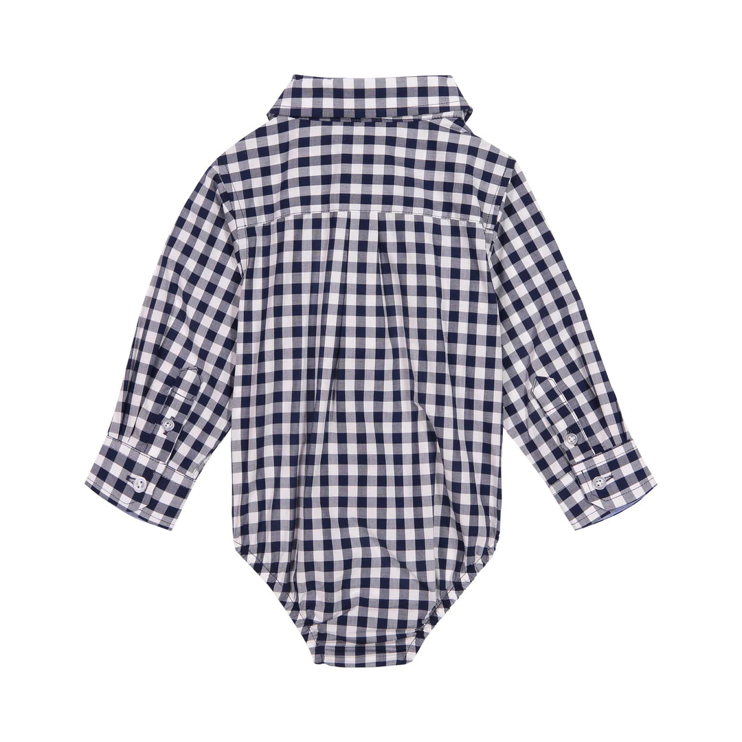Navy Check Button Down