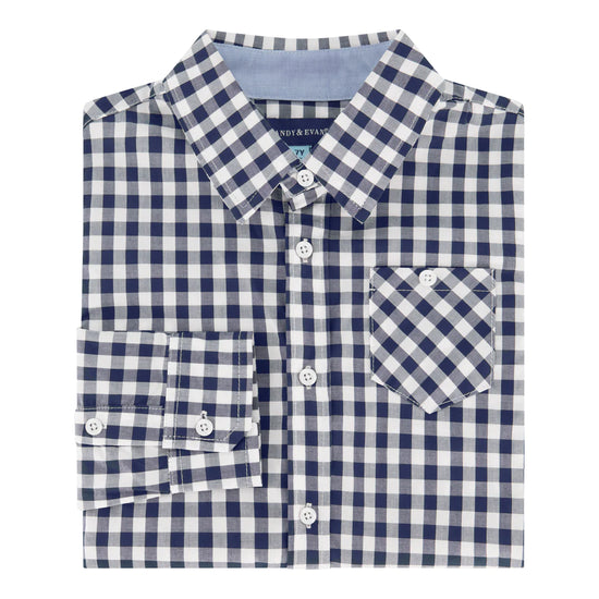 Load image into Gallery viewer, Navy Check Button Down
