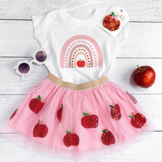 Apple Rainbow Short Sleeve Shirt - Back To School Kids Tee