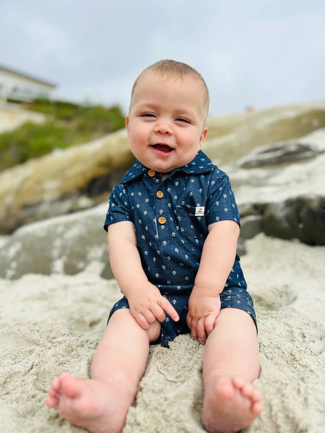 Chambray Anchor Romper