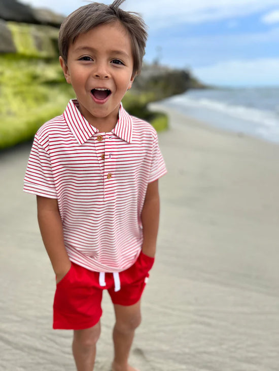 Load image into Gallery viewer, Flagstaff Red/White Knit Polo
