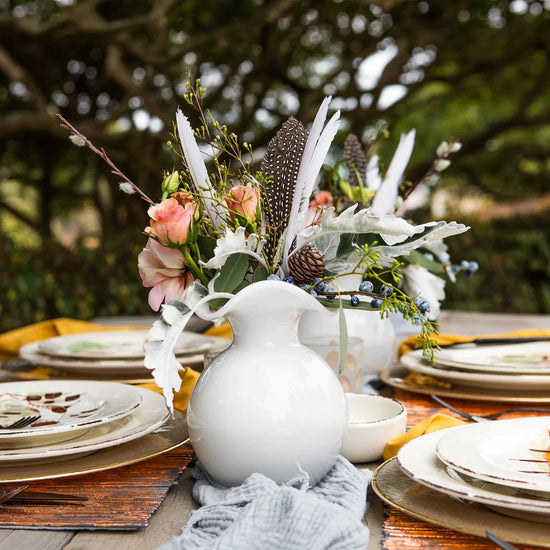 White Small Fluted Vase