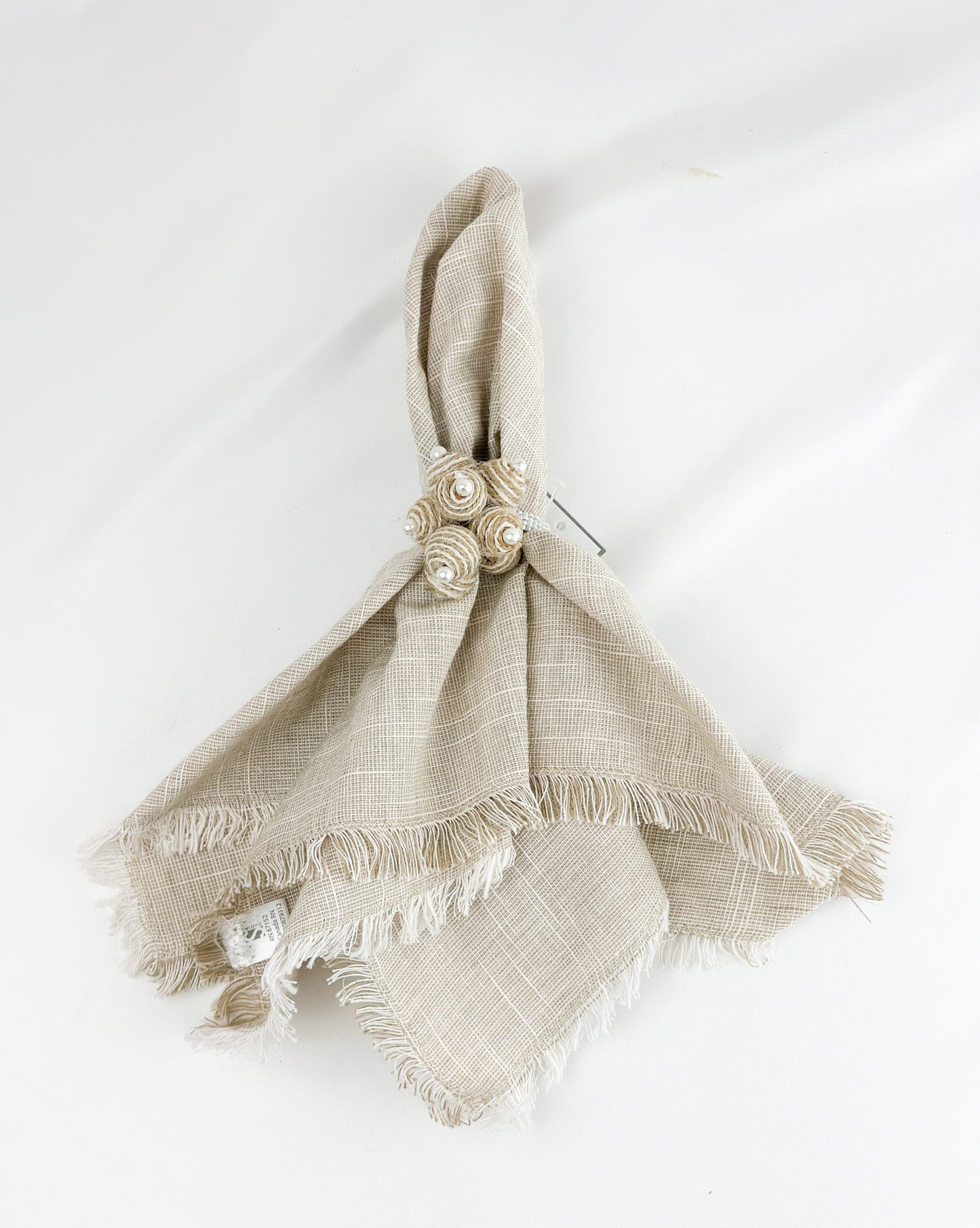 Set/4 Two Tone Fringe Napkin in Blue or Tan