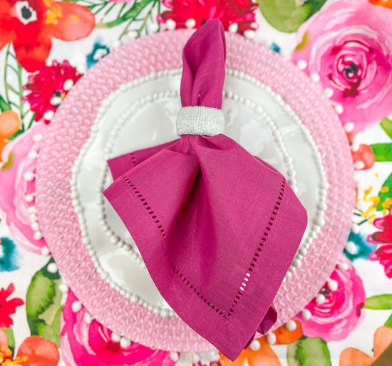 Hemstitched Border Napkins in Fuchsia 20"x 20"