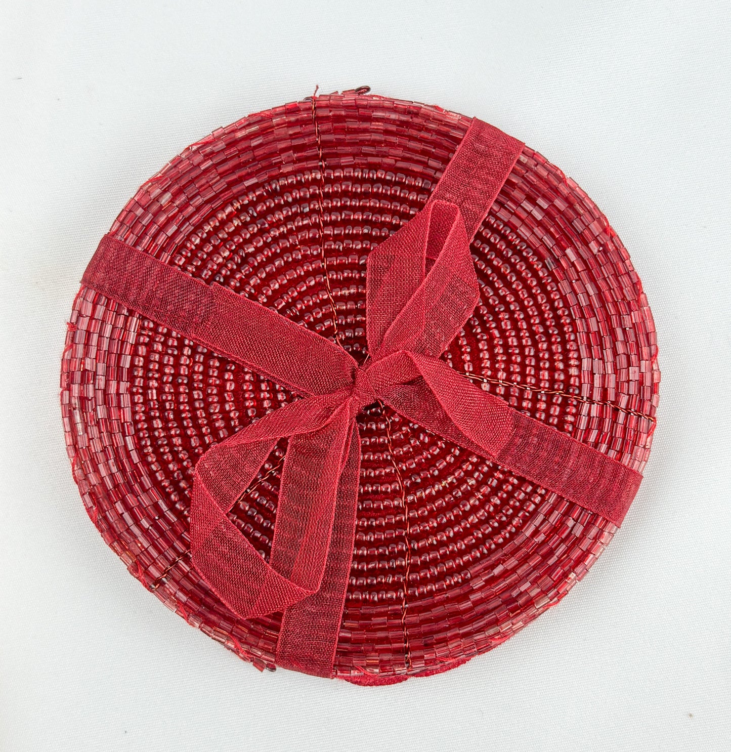 Set/4 Red Beaded Coasters