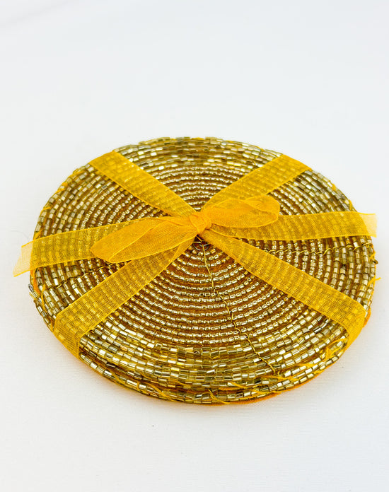 Set/4 Gold Beaded Coasters