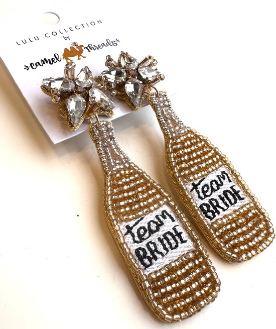 Load image into Gallery viewer, Team Bride Beaded &amp;amp; Embellished Earrings
