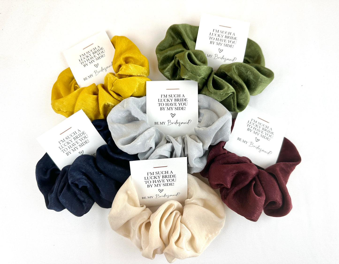 'I'm Such A Lucky Bride To Have You By My Side!'' Satin Hair Scrunchie