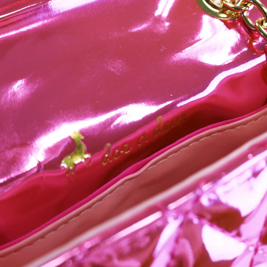Fuchsia Metallic Crossbody Quilted Purse