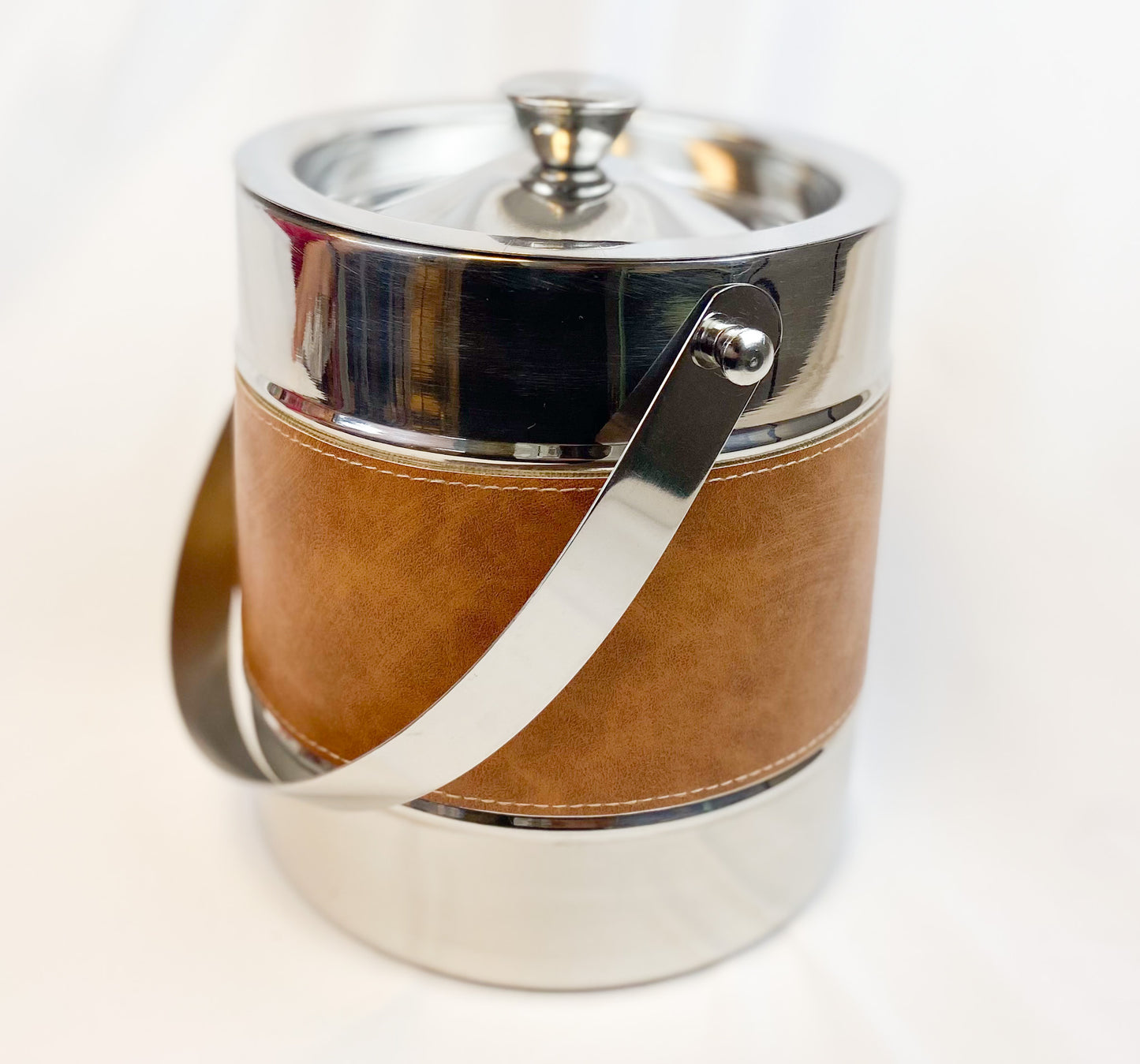 Silver Leather Ice Bucket