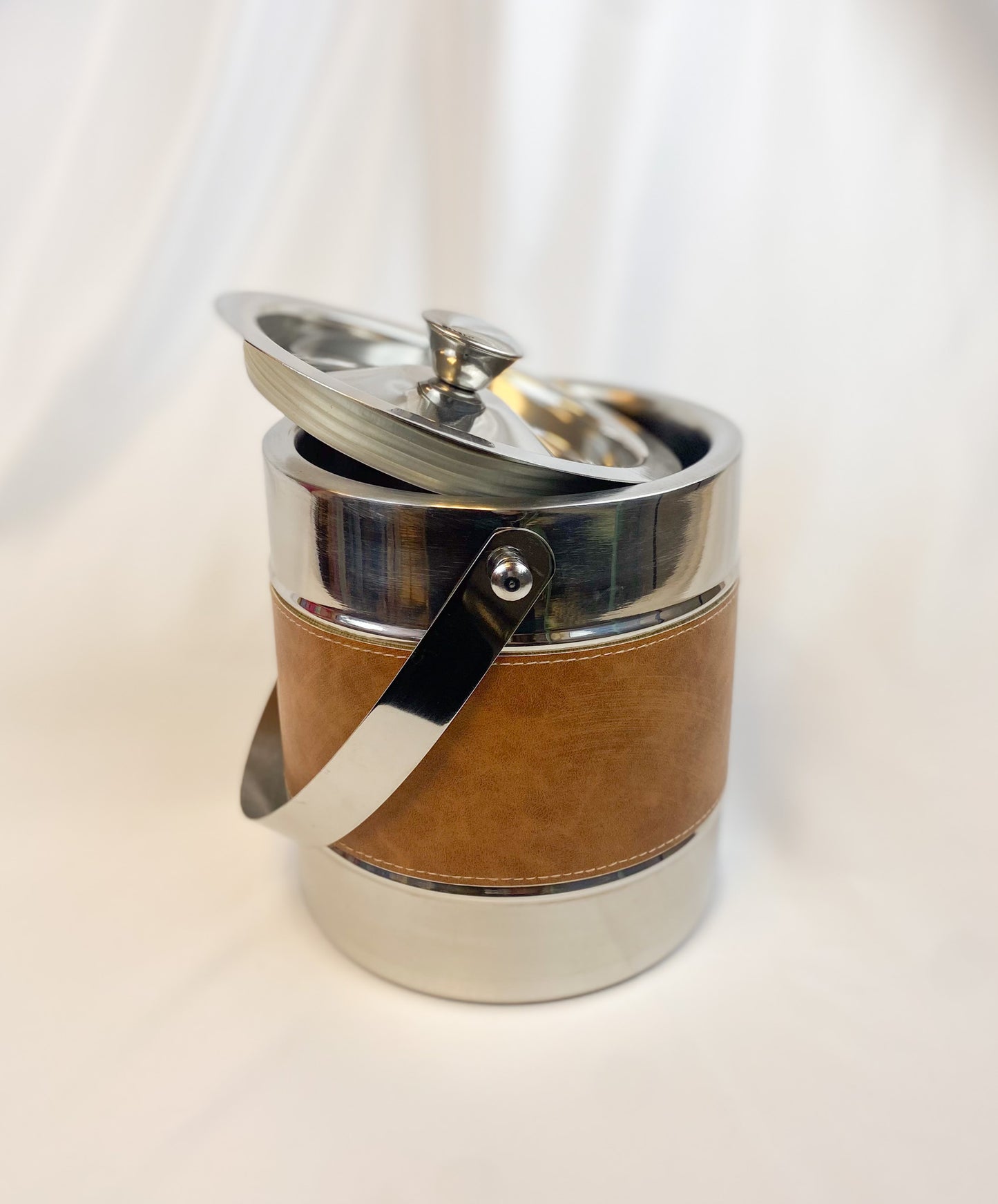 Silver Leather Ice Bucket