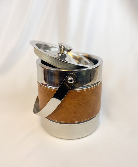 Load image into Gallery viewer, Silver Leather Ice Bucket
