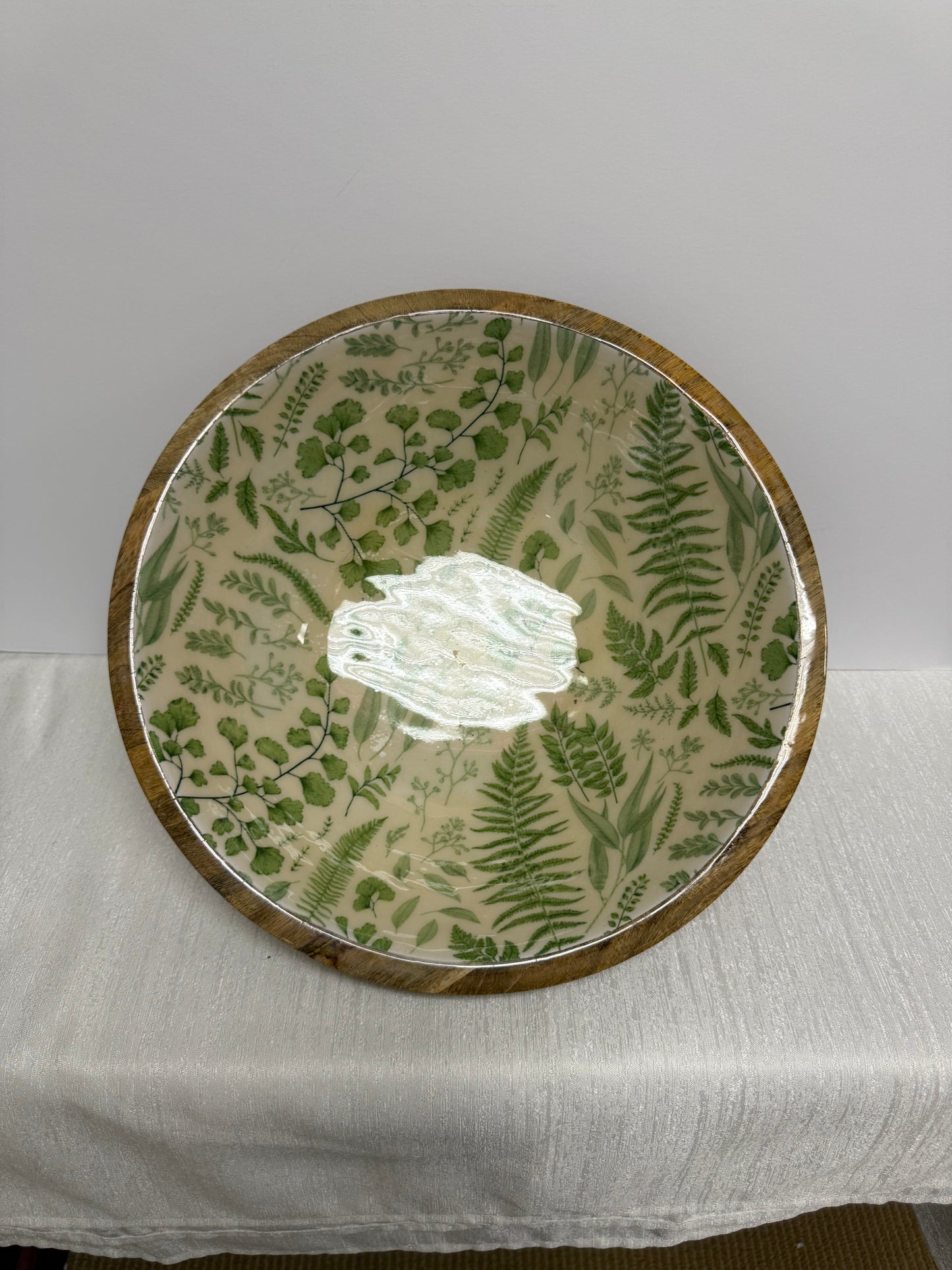 Fern Patterned Wood Bowl