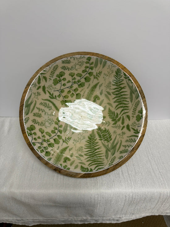 Fern Patterned Wood Bowl