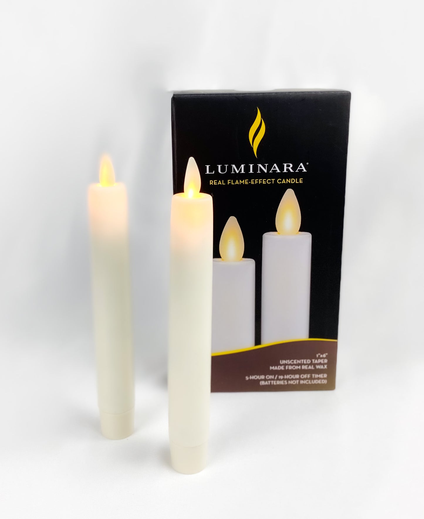 White Wax Luminara Taper Candles 2-pack 9.5 inch main image 0