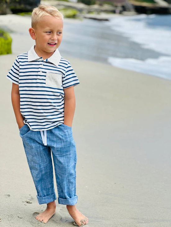 Anchor Blue/White Striped Polo