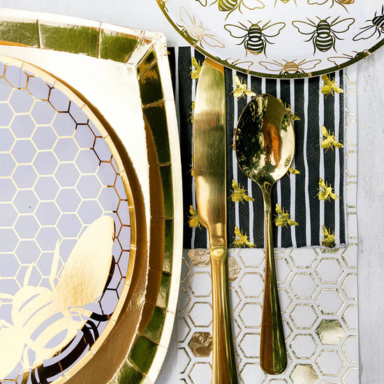 Bee Gold Foil Guest Napkins pack of 16