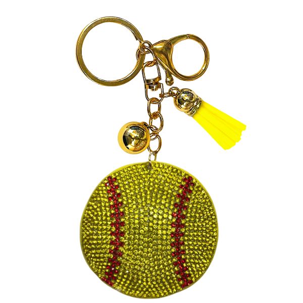 Softball Crystal Bling Keychain