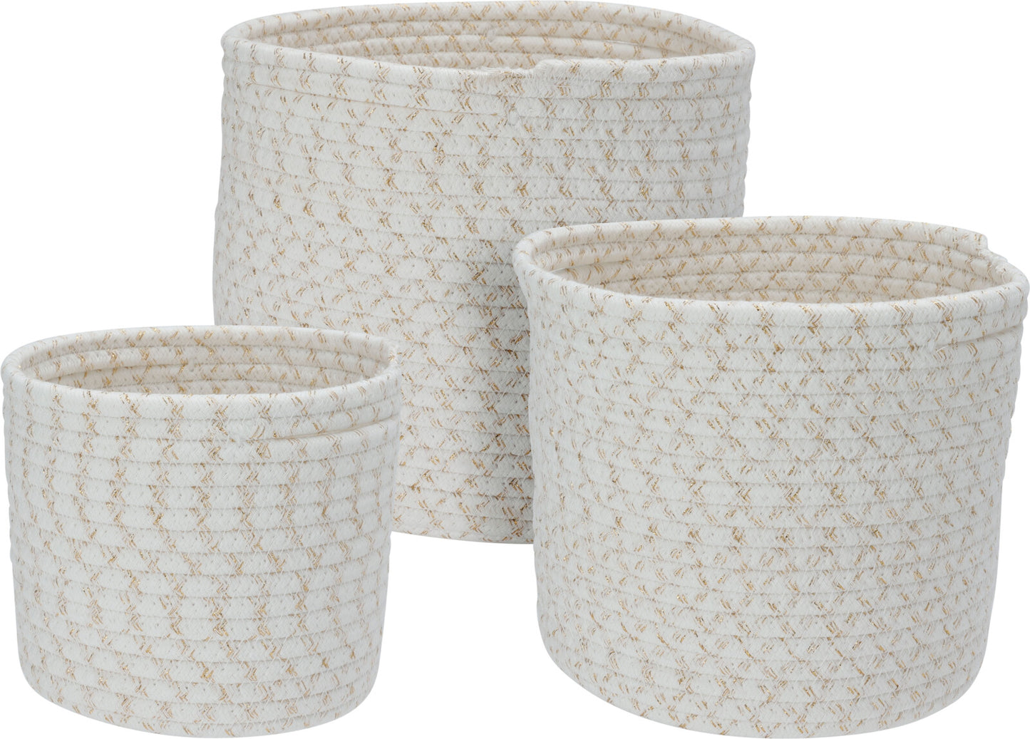 White/Gold Cotton Woven Baskets