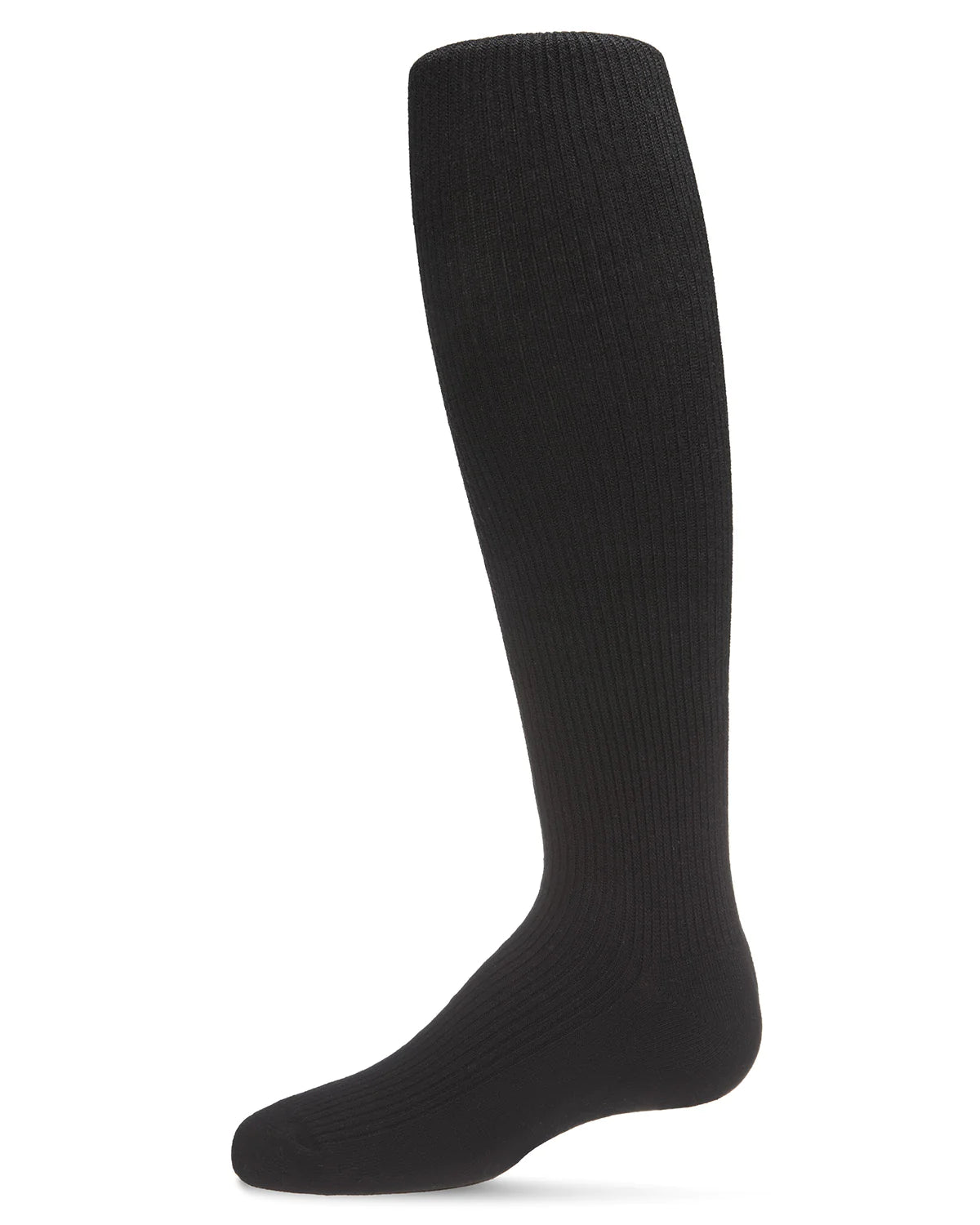 Black Infant Thin Ribbed Cotton Blend Non-Binding Tights