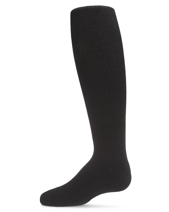 Black Infant Thin Ribbed Cotton Blend Non-Binding Tights