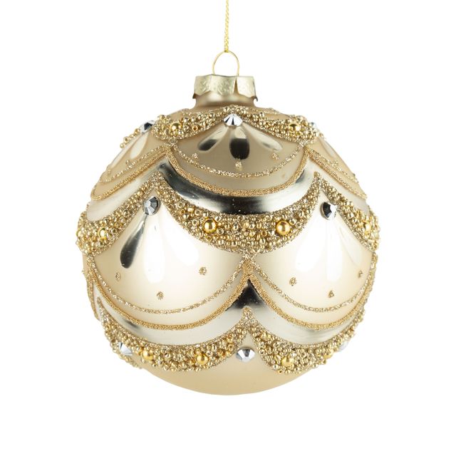 Matte Pale Gold Ornate Embellished Ornament