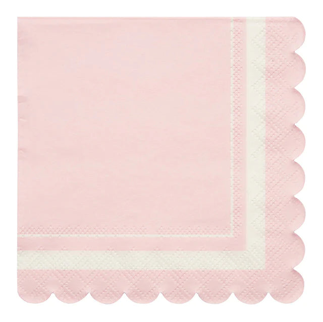 Scalloped Edge Blush Cocktail Napkins Set/20