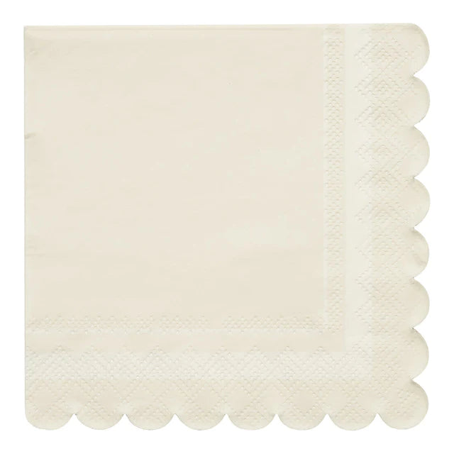Scalloped Edge Cream Cocktail Napkins Set/20