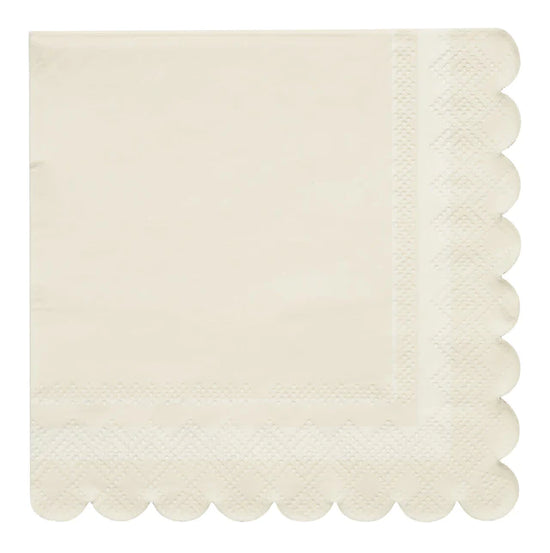 Scalloped Edge Cream Cocktail Napkins Set/20