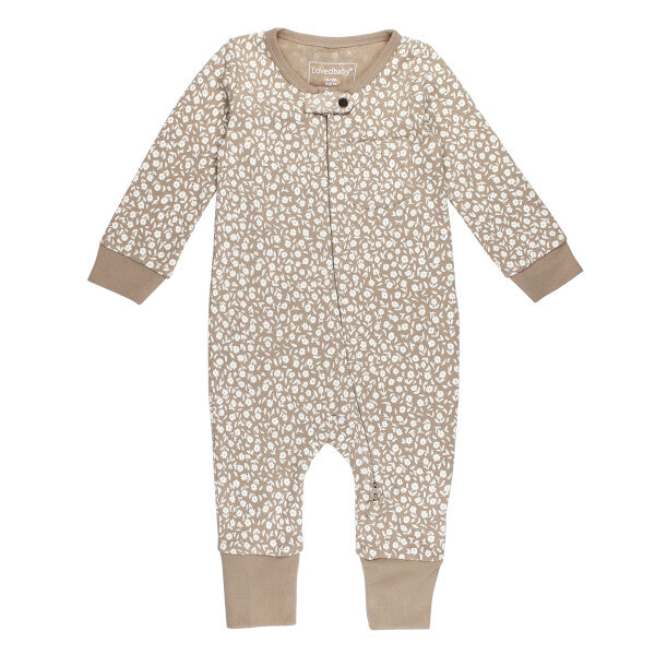 Oatmeal Ditsy Organic Footless Two-way Zipper Romper