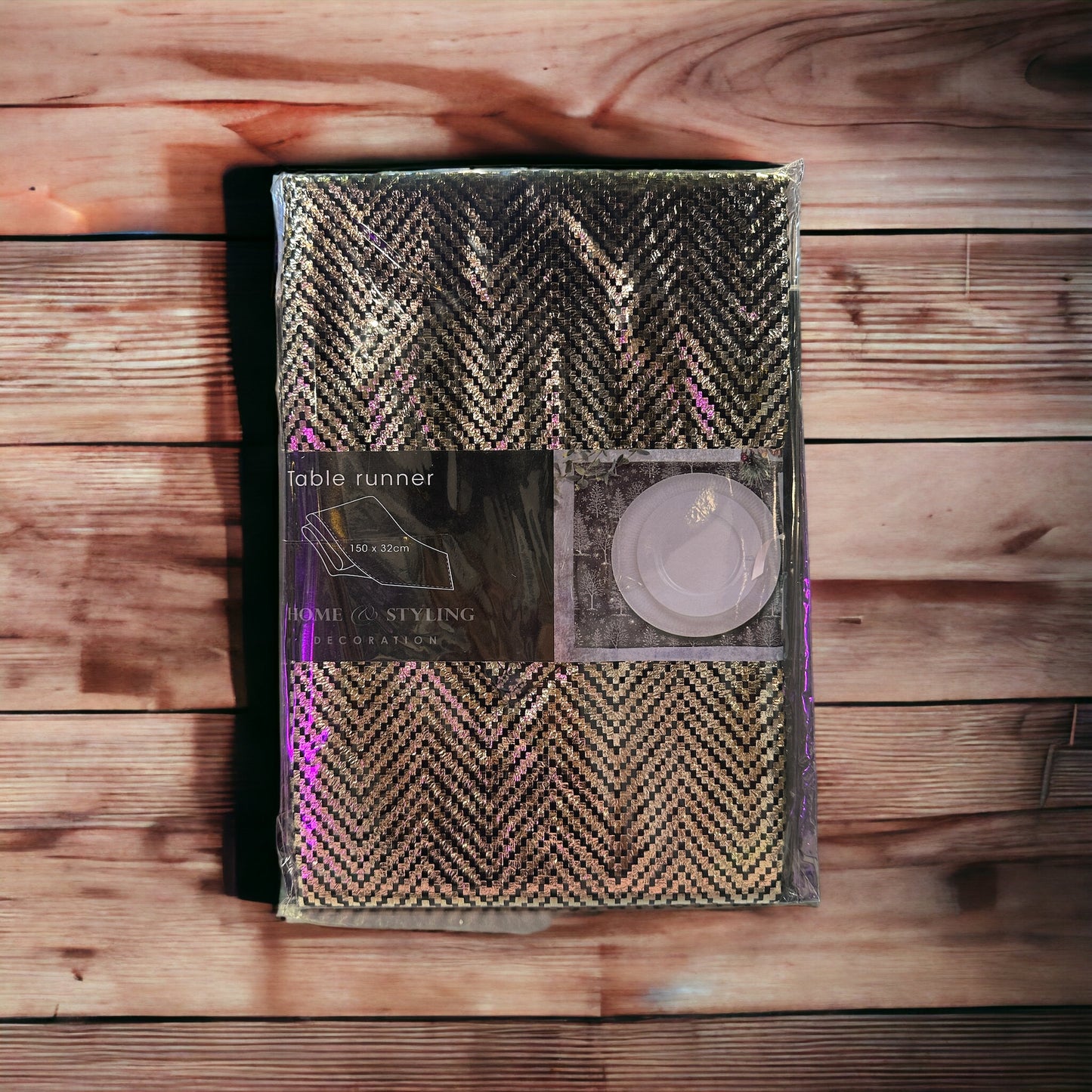 Black/Metallic Geometric Table Runner