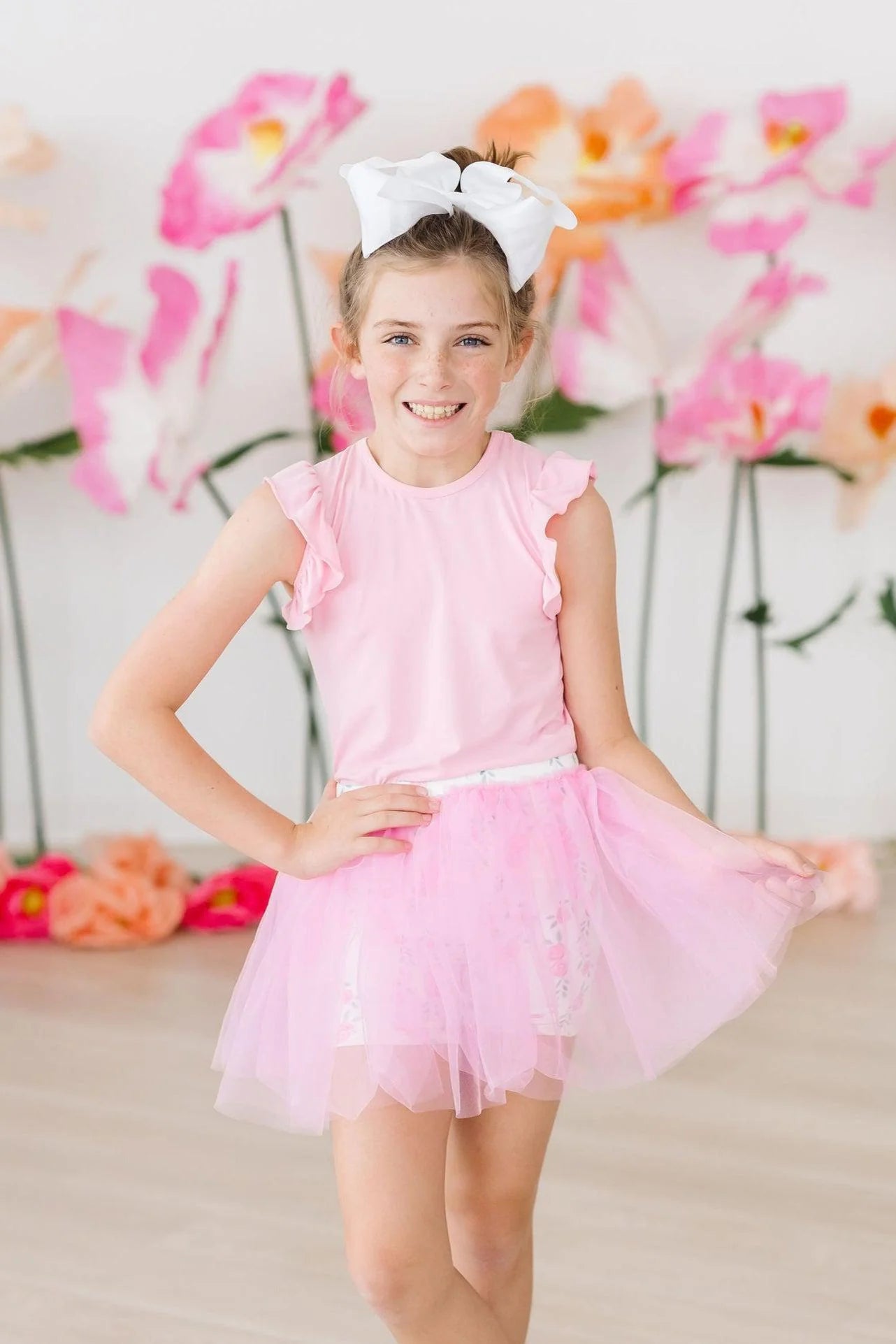 Bubblegum Pink S/S Ruffle Tee