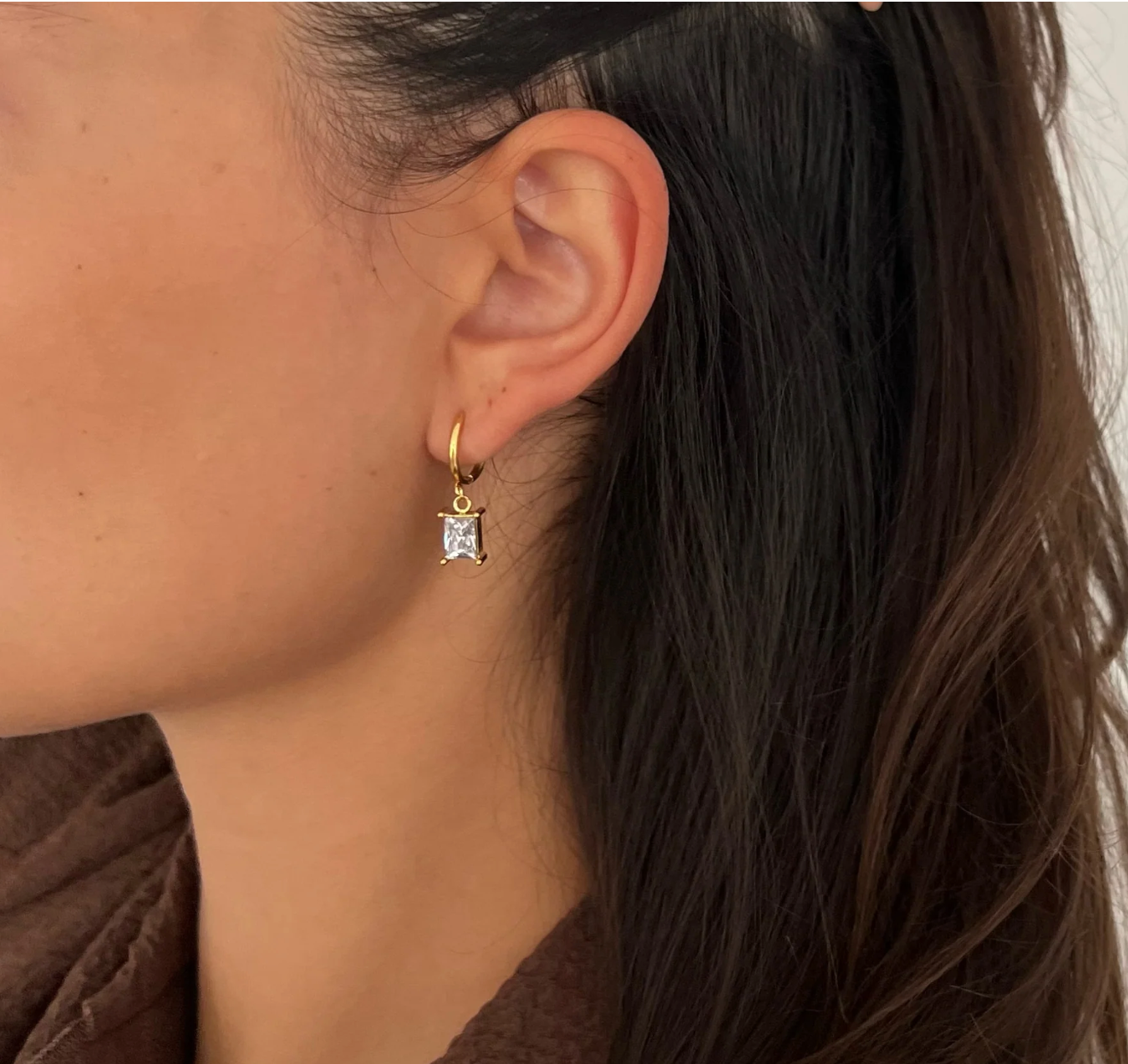 Ellie Vail Chantel Baguette Huggie Hoop Earring