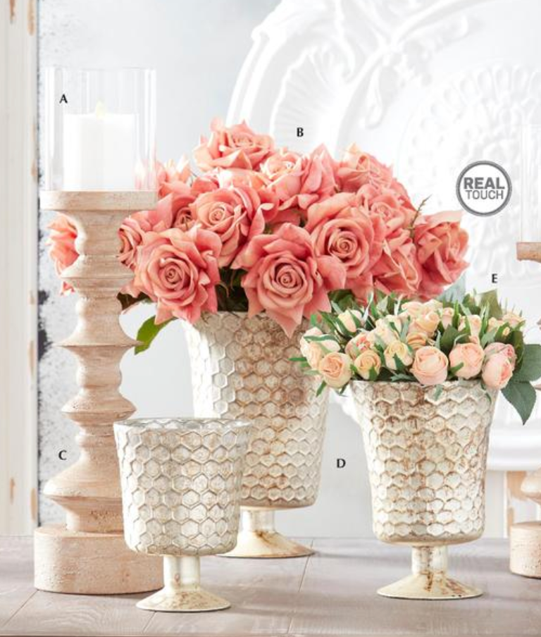 25 INCH CORAL REAL TOUCH DUCHESS ROSE STEM