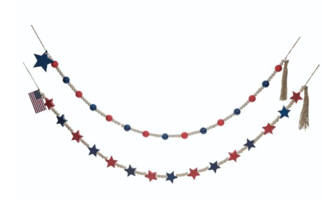 Wood Patriotic Bead Garland