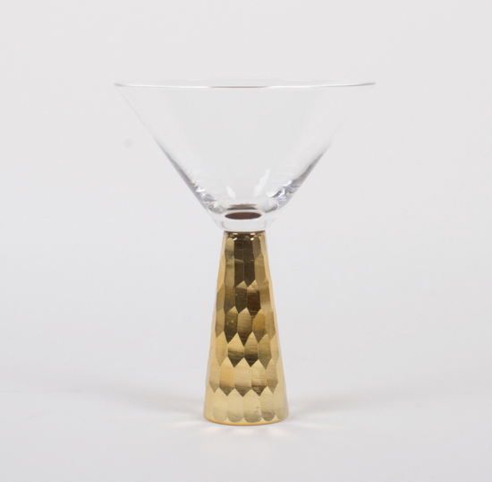 Load image into Gallery viewer, Hammered Martini Glass with Gold Geo
