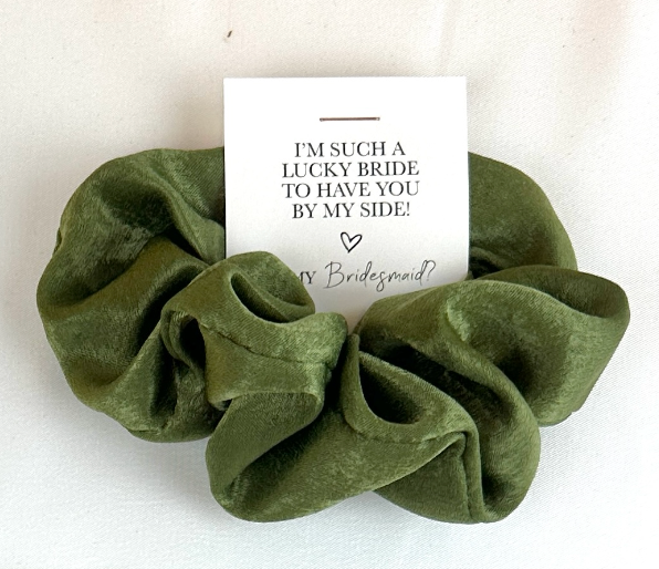 'I'm Such A Lucky Bride To Have You By My Side!'' Satin Hair Scrunchie