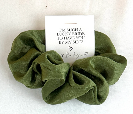 'I'm Such A Lucky Bride To Have You By My Side!'' Satin Hair Scrunchie