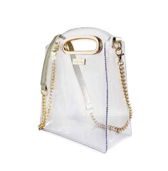 Load image into Gallery viewer, Clear Crossbody Bag with Gold Chain
