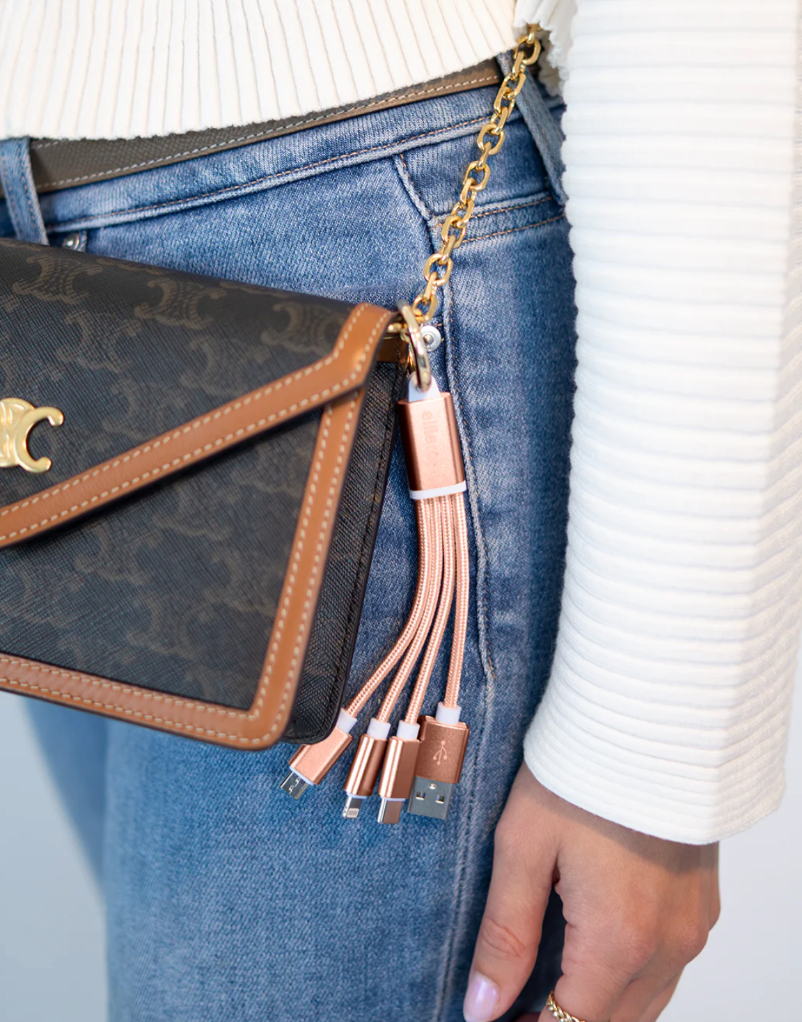 Rose Gold 3-in-1 Charging Cable Keychain