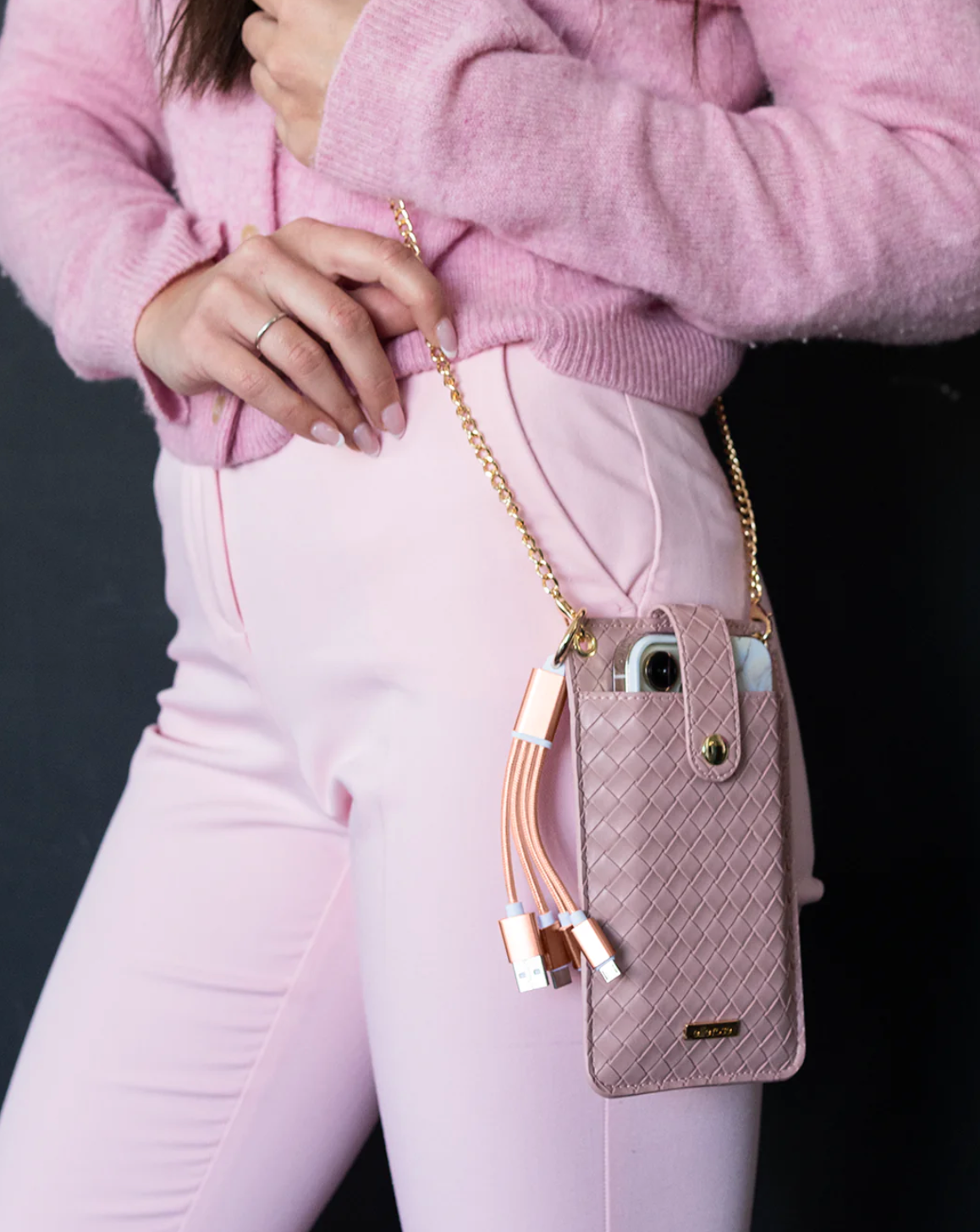 Rose Gold 3-in-1 Charging Cable Keychain