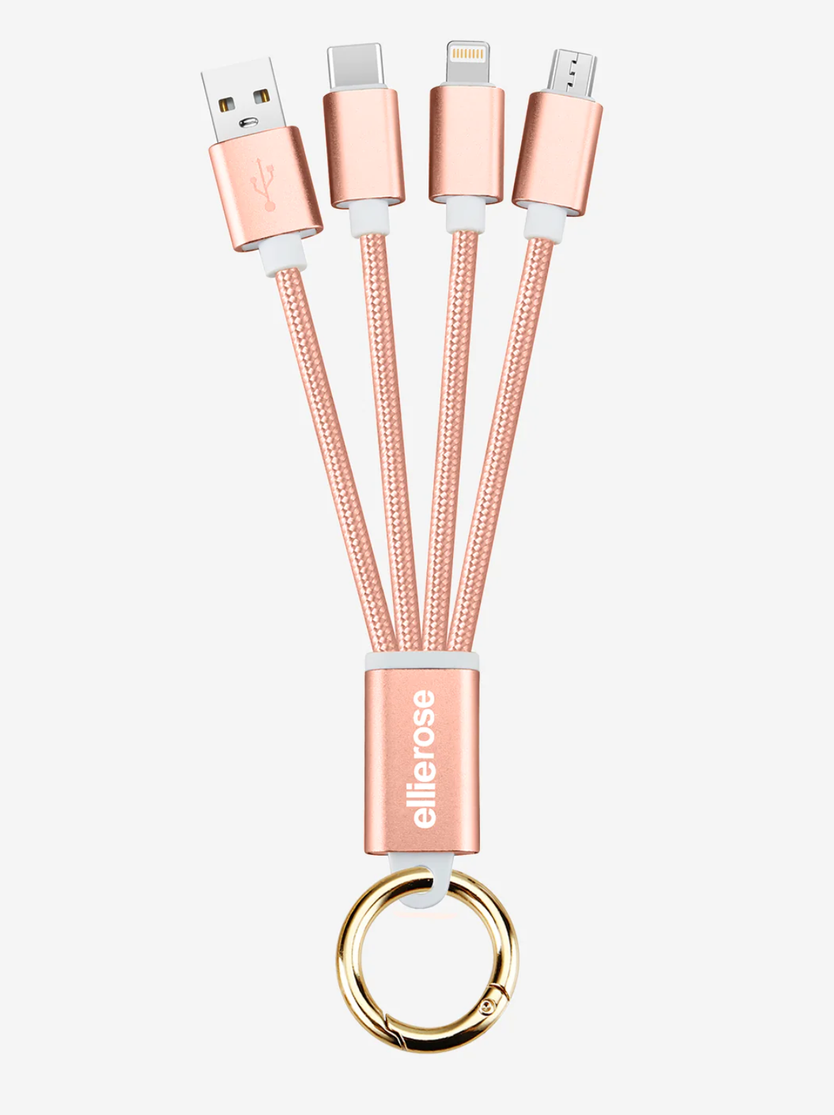 Rose Gold 3-in-1 Charging Cable Keychain