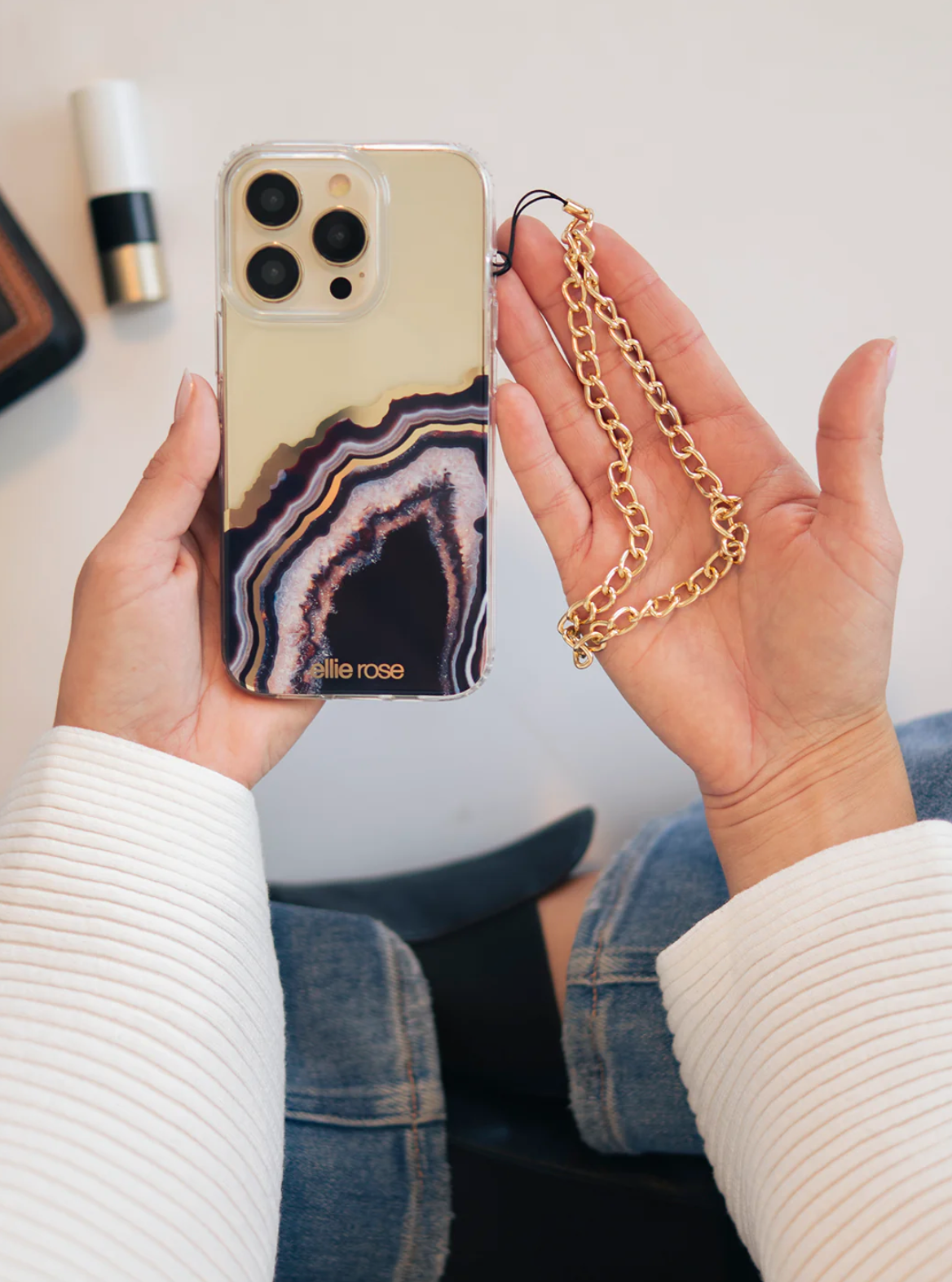 Gold Phone Charm Wristlet